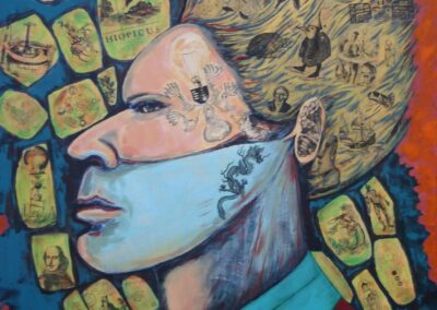 Cyclops painting collage acrylic