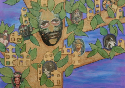 Family Tree painting acrylic collage