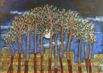 Moondance painting acrylic collage