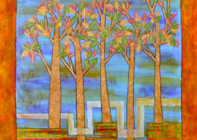 Autumn Leaves painting acrylic collage