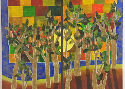 Morning Glory painting acrylic & collage