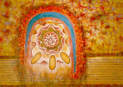 Tiding the Train painting collage acrylic