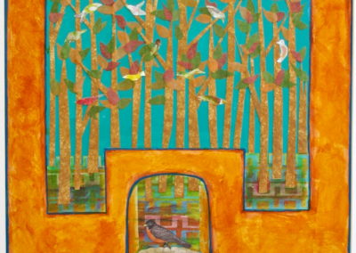 Robin's Garden painting acrylic collage