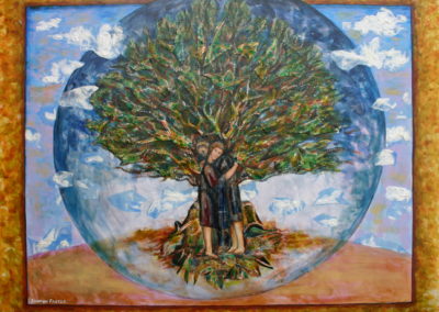 Sisters painting acrylic collage