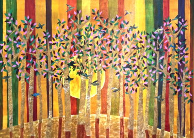 Aviary painting acrylic collage