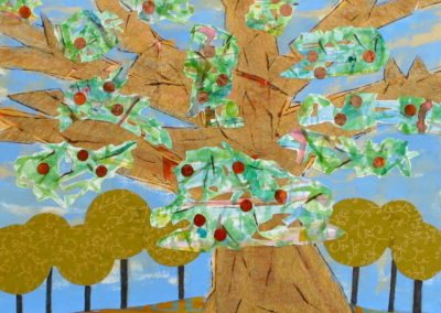 Apple Tree painting acrylic collage