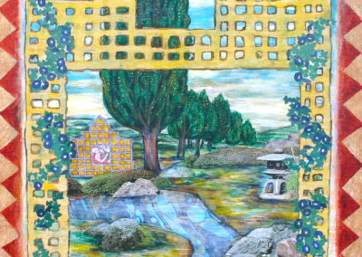 Peaceable Garden painting acrylic collage