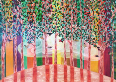 Twilight of the Birds painting acrylic collage