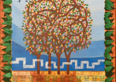 Acrylic collage Swallows Gardens