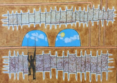 Inspired by my visit to the ancient Native cliffside dwellings at Bandelier National Monument in New Mexico.